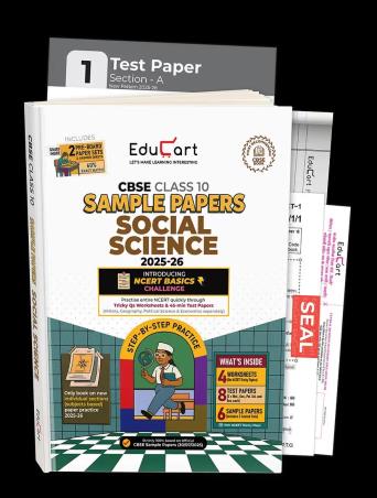 Book cover number 1 for Social Science Sample Papers CBSE Class 10 (2026 Exams) written by NA published by Educart