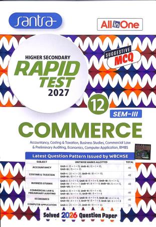 Book cover number 1 for Higher Secondary Rapid Test 2027 Commerce 12 Semester 3 MCQ (English Version) written by NA published by Santra Publication Pvt. Ltd