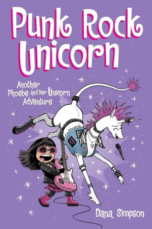 Book cover number 1 for Punk Rock Unicorn written by Dana Simpson published by Andrews McMeel Publishing
