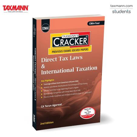 Book cover number 1 for Taxmann's Cracker Direct Tax Laws And International Taxation written by Tarun Agarwal published by Taxmann Publications Pvt. Ltd.