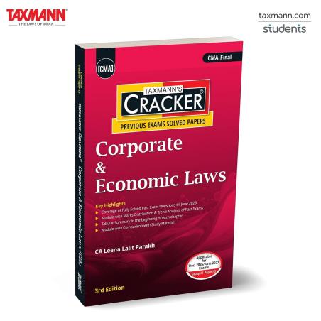 Book cover number 1 for Taxmann's Cracker Corporate & Economic Law written by Leena Lalit Parakh published by Taxmann Publications Pvt. Ltd.