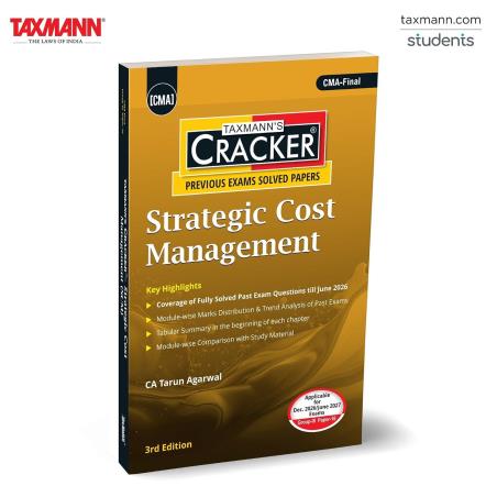 Book cover number 1 for Taxmann's Cracker  Strategic Cost Management written by Tarun Agarwal published by Taxmann Publications Pvt. Ltd.