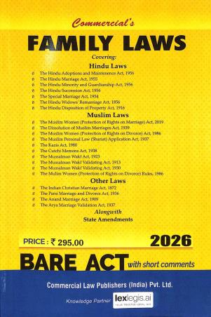 Book cover number 1 for Commercial's Family Laws Bare Act (2026) written by NA published by Commercial Law Publishers (India) Pvt. Ltd.