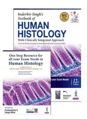 Book cover number 1 for Inderbir Singh’s Textbook of Human Histology (With Clinically Integrated Approach) written by Pushpalatha K, Deepa Bhat published by Jaypee Brothers Medical Publishers (P) Ltd.