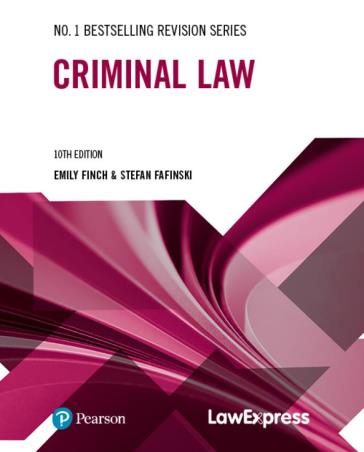 Book cover number 1 for Law Express: Criminal Law written by Stefan Fafinski, Emily Finch published by Pearson Education