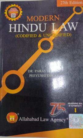 Book cover number 1 for Modern Hindu Law (Codified & Uncodified) written by Paras Diwan, Peeyushi Diwan published by Allahabad Law Agency