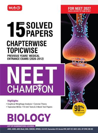 Book cover number 1 for 15 Years Solved Papers NEET Champion Biology (For NEET 2027) written by NA published by MTG Learning Media (P) Ltd.