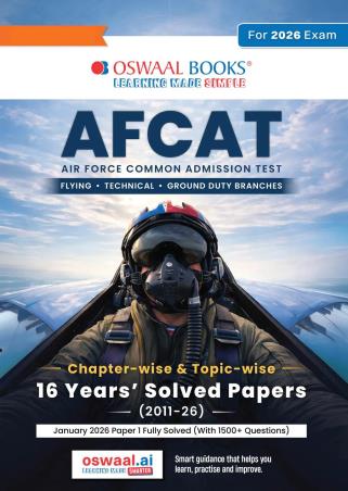 Book cover number 1 for Oswaal AFCAT 16 Years’ Solved Papers (2011-26) For 2026 Exam written by NA published by Oswaal Books