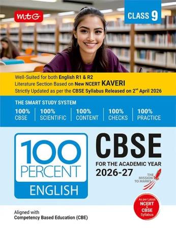 Book cover number 1 for 100 Percent CBSE English R1 & R2 Kaveri Class 9 (2026-27) written by NA published by MTG Learning Media (P) Ltd.