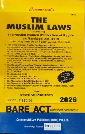 Book cover number 1 for Commercial's The Muslim Laws (2026) written by NA published by Commercial Law Publishers (India) Pvt. Ltd.
