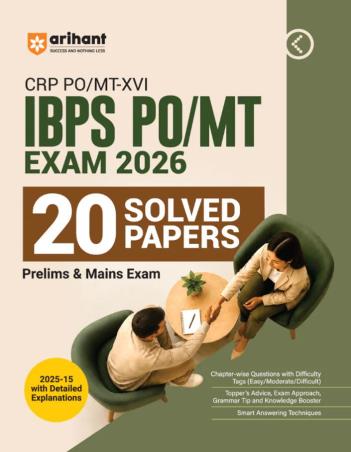 Book cover number 1 for CRP PO/MT-XVI IBPS PO/MT 2026 20 Solved Papers Prelims & Mains Exam written by NA published by Arihant Publications (India) Limited