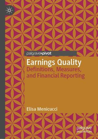 Book cover number 1 for Earnings Quality : Definitions, Measures, and Financial Reporting written by Elisa Menicucci published by Palgrave Macmillan