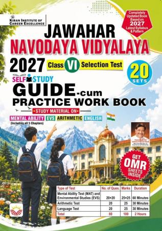 Book cover number 1 for Jawahar Navodaya Vidyalaya Class 6 Selection Test 20 Sets (2027) written by NA published by Kiran Institute Of Career Excellence Pvt. Ltd.