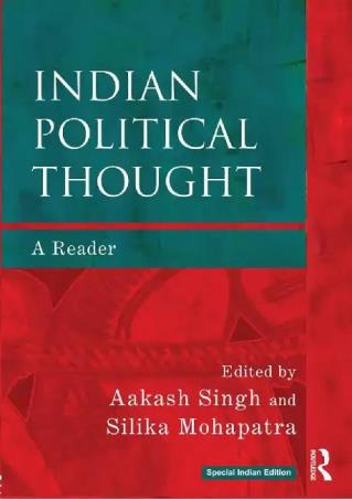 Book cover number 1 for Indian Political Thought : A Reader written by Aakash Singh published by Routledge