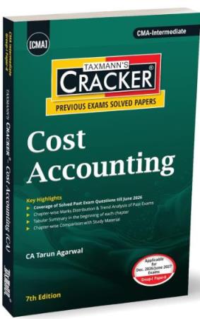 Book cover number 1 for Taxmann's CRACKER for Cost Accounting written by Tarun Agarwal published by Taxmann Publications Pvt. Ltd.