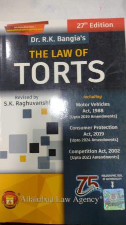 Book cover number 1 for The Law Of Torts written by R. K. Bangia published by Allahabad Law Agency