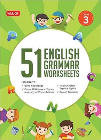 Book cover number 1 for 51 English Grammar Worksheets Class 3 written by NA published by MTG Learning Media (P) Ltd.