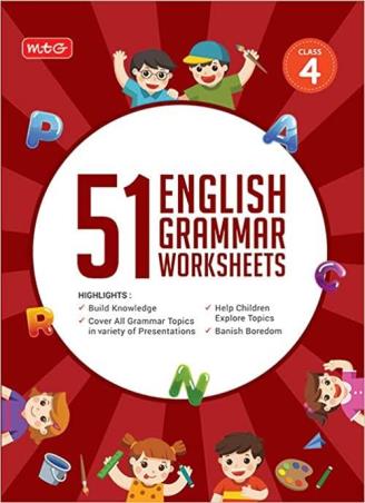 Book cover number 1 for 51 English Grammar Worksheets Class 4 written by NA published by MTG Learning Media (P) Ltd.