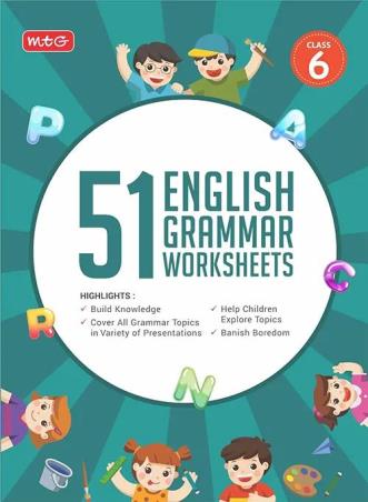 Book cover number 1 for 51 English Grammar Worksheets Class 6 written by NA published by MTG Learning Media (P) Ltd.