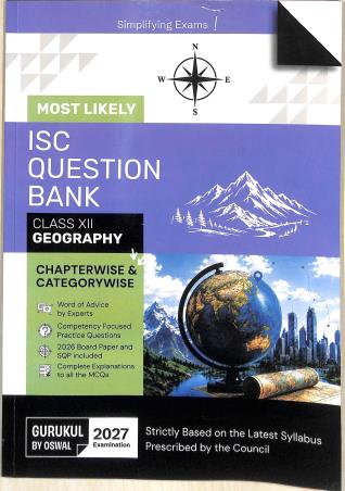 Book cover number 1 for Most Likely ISC Question Bank Class 12 Geography (2027 Examination) written by NA published by Oswal Publishers