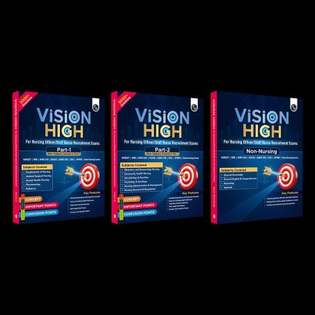 Book cover number 1 for Vision High For Nursing Officer/Staff Nurse Recruitment Exams (Set Of 3 Books) Part 1 & 2 & Non-Nurs written by NA published by Physicswallah Private Limited