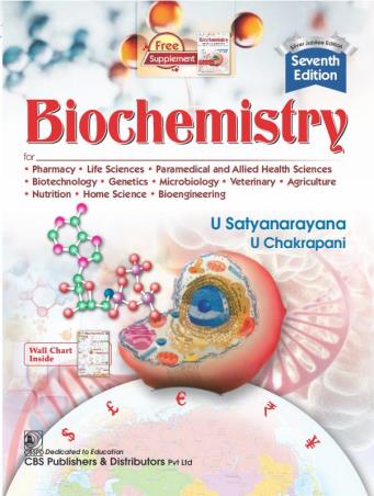 Book cover number 1 for Biochemistry (Silver Jubilee Edition) written by U. Satyanarayana, U. Chakrapani published by CBS Publishers & Distributors Pvt. Ltd.